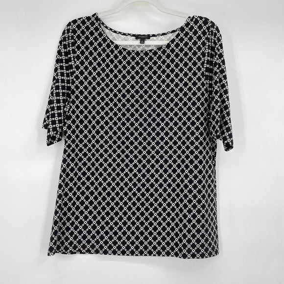 women Talbots NWT Patterned B&W Knit Top L