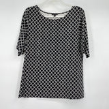 women Talbots NWT Patterned B&W Knit Top L