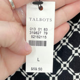 women Talbots NWT Patterned B&W Knit Top L