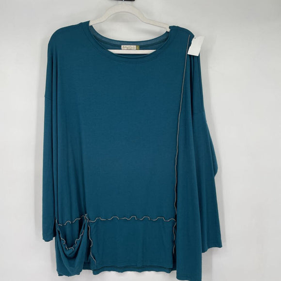 women Chalet Long Sleeve Teal Knit Top L