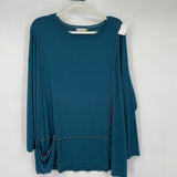women Chalet Long Sleeve Teal Knit Top L