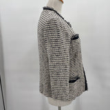 women Lafayette 148 Tweed Blazer White/Navy Jacket 10