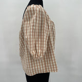 women MSRP $139 Cali Gingham Tan and Cream Top L