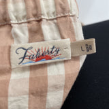 women MSRP $139 Cali Gingham Tan and Cream Top L