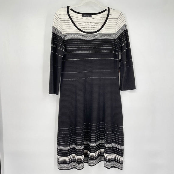 women Nine West NWT Stripe Knit B&W Dress M