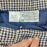 women Pendleton Vtg Pendelton Wool Black & White Houndstooth Split Front Knee Length Skirt Navy/Tan Skirt 16