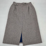 women Pendleton Vtg Pendleton Wool Tan & Navy Houndstooth Split Front Knee Length Skirt Navy/Tan Skirt M