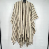 women Wool Blend Poncho Cream/Gray Sweater OS