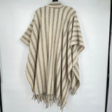 women Wool Blend Poncho Cream/Gray Sweater OS