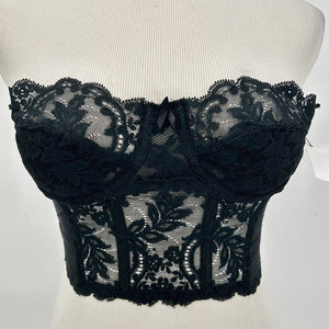 women Fleur de Lace Fleur de Lace by Smoothie Vintage Lace Bustier Women's Size 34A Black Intimates/Sleepwear 36A