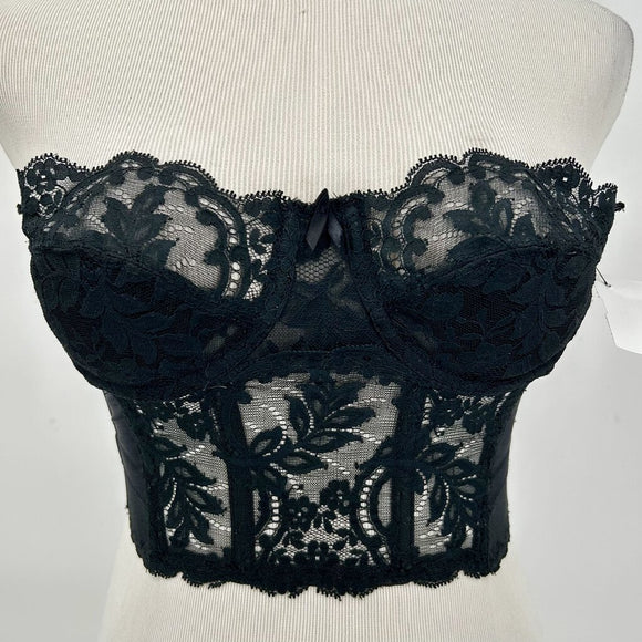 women Fleur de Lace Fleur de Lace by Smoothie Vintage Lace Bustier Women's Size 34A Black Intimates/Sleepwear 36A