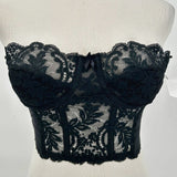 women Fleur de Lace Fleur de Lace by Smoothie Vintage Lace Bustier Women's Size 34A Black Intimates/Sleepwear 36A