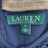women Lauren Ralph Lauren Lace Cocktail Navy Blue Dress 12