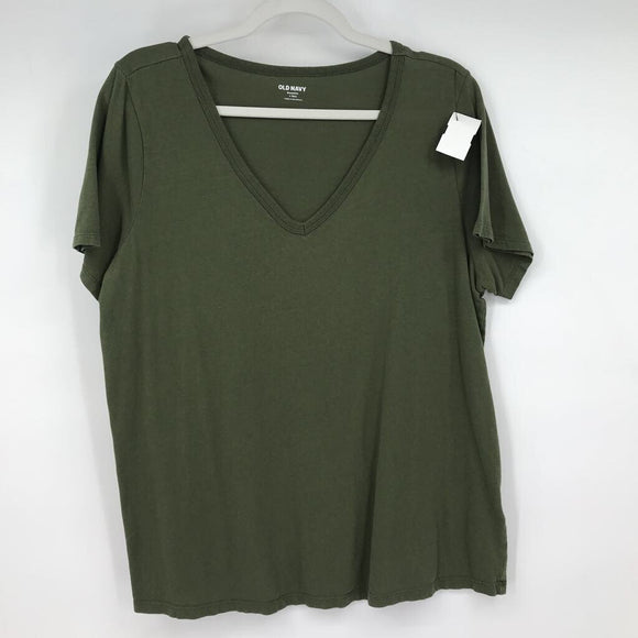 women Old Navy V-Neck Olive Knit Top LT