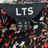 women Long Tall Sally NWT Floral Maxi Black/Multi Dress 12