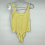 women Me to We Ribbed Bodysuit Yellow Top L