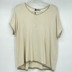 women Angela Mara NWT Bianca Sweater Sand Top S/M