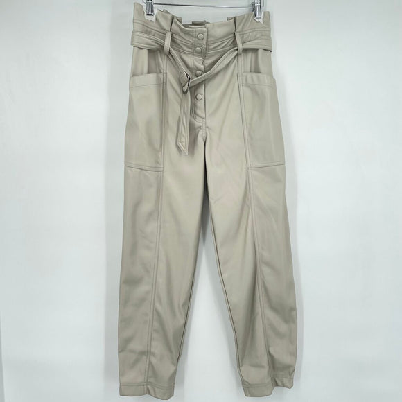 women House of Harlow 1960 NWT Vegan Leather Khaki Pants 6