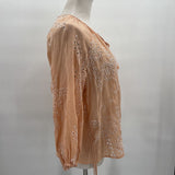 women Tribal NWT Eyelet Lace Peach Woven Top S
