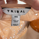 women Tribal NWT Eyelet Lace Peach Woven Top S