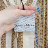 women Angela Mara NWT Capri Top Cream/Multi Top L