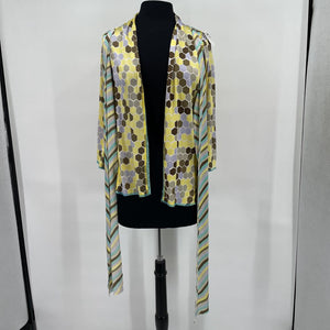 women A Common Thread SILK Honeycomb Print Yellow Multi Top S