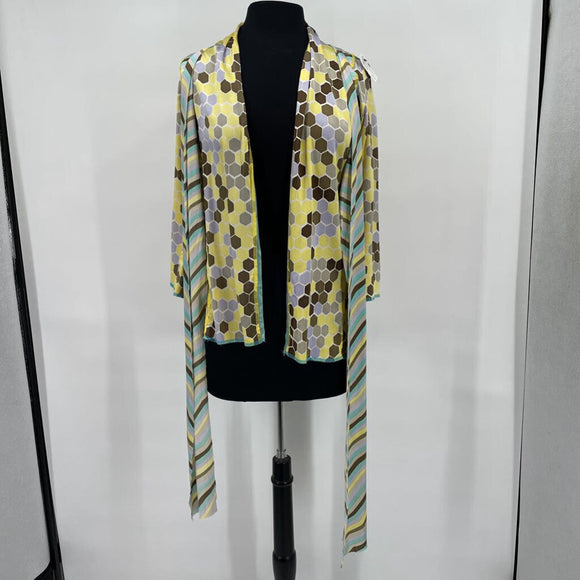 women A Common Thread SILK Honeycomb Print Yellow Multi Top S