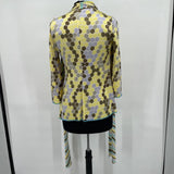 women A Common Thread SILK Honeycomb Print Yellow Multi Top S