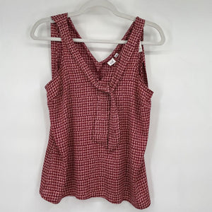 women Gap Tie Shoulder Patterned Burgundy Top XS