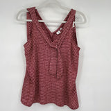 women Gap Tie Shoulder Patterned Burgundy Top XS
