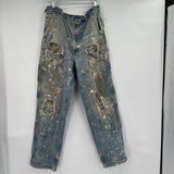 men Carhartt Distressed Utility Blue Jeans 36x34