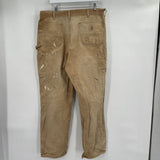 men Carhartt Trashed Utility Khaki Jeans 38x34