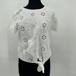 women Christian Siriano Eyelet White Top M