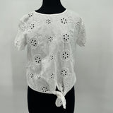 women Christian Siriano Eyelet White Top M