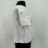 women Christian Siriano Eyelet White Top M