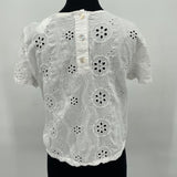 women Christian Siriano Eyelet White Top M