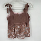 women Foxiedox Lace Peplum Tank Brown Top L