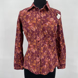 women Chadwicks Floral Button Down Maroon Top S