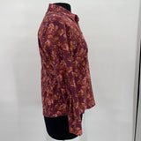 women Chadwicks Floral Button Down Maroon Top S