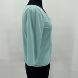 women J. Jill Crochet Trim Aqua Knit Top XSP