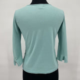 women J. Jill Crochet Trim Aqua Knit Top XSP