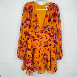 women Hutch - Anthro Floral Romper Long Sleeve Orange & Pink Dress XL