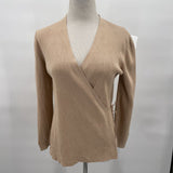 women Malo Silk Blend Wrap Tan Sweater 44/M