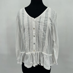 women Lucky Brand NWT Blouse White Top XL