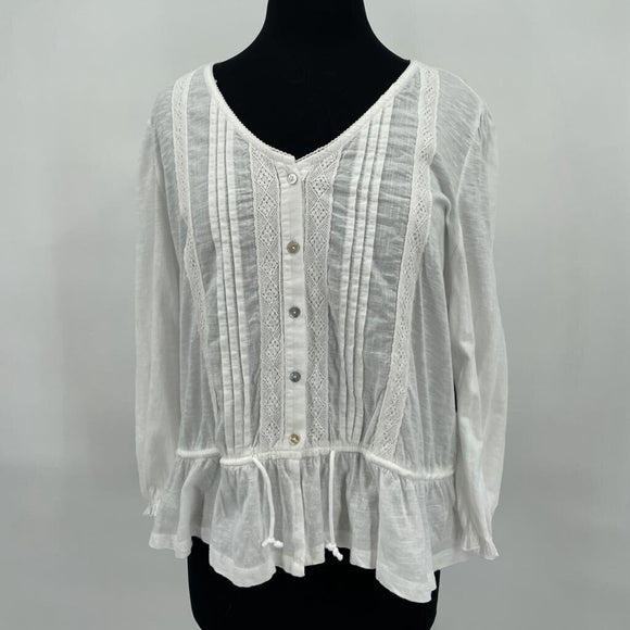 women Lucky Brand NWT Blouse White Top XL