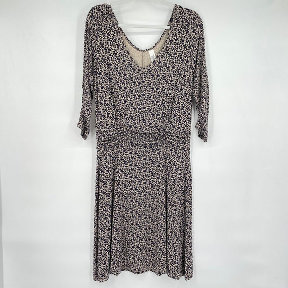 women Yala NWT Patterned Knit Cream and Purple Dress M