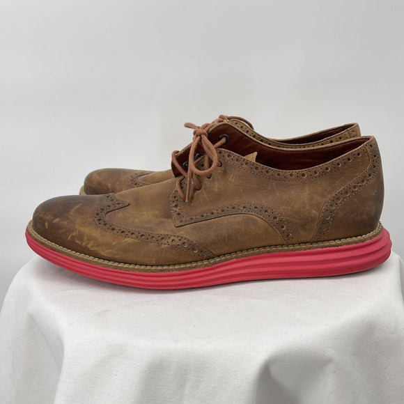men Cole Haan Leather Wingtip Oxfords Brown/Red Shoes 10