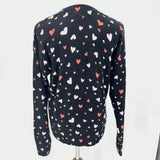 women 27 Miles NWT Cashmere Heart Print Black, Pink, Red Sweater L