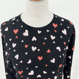 women 27 Miles NWT Cashmere Heart Print Black, Pink, Red Sweater L