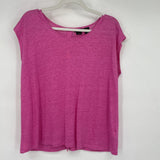 women Tahari Linen Tee Pink Top M